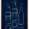 Patenttegning - Coca Cola flaske - Blå Plakat (21x29.7 cm (A4))