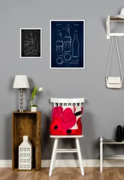 Patenttegning - Coca Cola flaske - Sort Plakat (21x29.7 cm (A4))