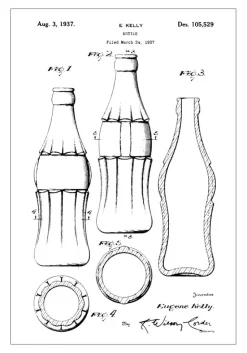 Patenttegning - Coca Cola-flaska Plakat (21x29.7 cm (A4))