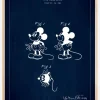 Patenttegning - Disney - Mickey Mouse - Blå Plakat (21x29.7 cm (A4))