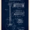 Patenttegning - El-guitar I - Blå Plakat (21x29.7 cm (A4))