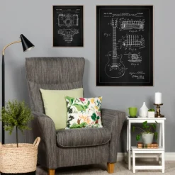 Patenttegning - El-guitar I - Sort Plakat (21x29.7 cm (A4))