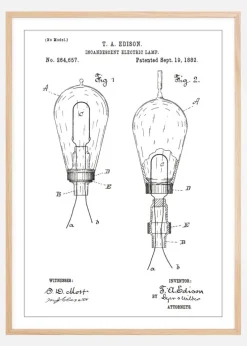 Patenttegning - Elpære A - Hvid Plakat (21x29.7 cm (A4))
