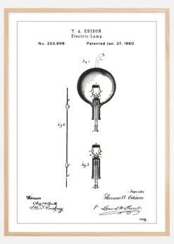 Patenttegning - Elpære B - Hvid Plakat (21x29.7 cm (A4))