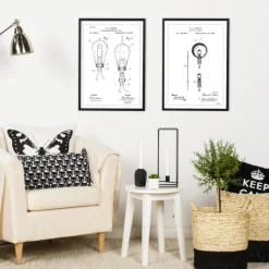 Patenttegning - Elpære B - Hvid Plakat (21x29.7 cm (A4))