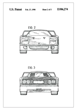Patenttegning - Ferrari F40 III Plakat (21x29.7 cm (A4))