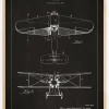Patenttegning - Fly - Sort Plakat (21x29.7 cm (A4))