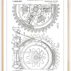 Patenttegning - Gear - Hvid Plakat (21x29.7 cm (A4))