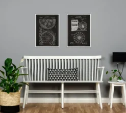 Patenttegning - Gear - Sort Plakat (21x29.7 cm (A4))