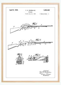 Patenttegning - Gevær I Plakat (21x29.7 cm (A4))