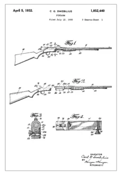 Patenttegning - Gevær I Plakat (21x29.7 cm (A4))