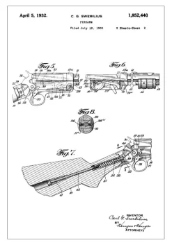 Patenttegning - Gevær II Plakat (21x29.7 cm (A4))