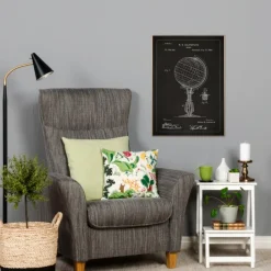 Patenttegning - Jordglobe - Sort Plakat (21x29.7 cm (A4))