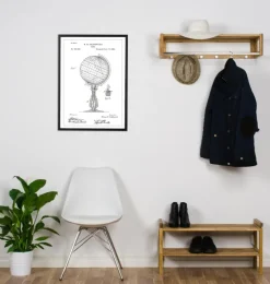 Patenttegning - Jordglobe - Hvid Plakat (21x29.7 cm (A4))