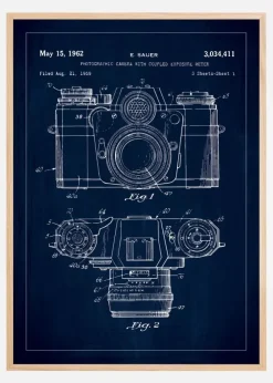 Patenttegning - Kamera I - Blå Plakat (21x29.7 cm (A4))