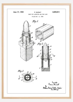 Patenttegning - Læbestift - Hvid Plakat (21x29.7 cm (A4))
