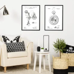 Patenttegning - Lommeur - Hvid Plakat (21x29.7 cm (A4))