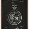 Patenttegning - Lommeur - Sort Plakat (21x29.7 cm (A4))