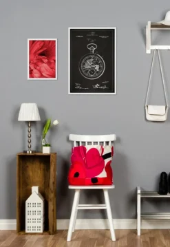 Patenttegning - Lommeur - Sort Plakat (21x29.7 cm (A4))