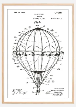 Patenttegning - Luftballon - Hvid Plakat (21x29.7 cm (A4))