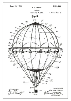 Patenttegning - Luftballon - Hvid Plakat (21x29.7 cm (A4))
