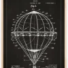 Patenttegning - Luftballon - Sort Plakat (21x29.7 cm (A4))