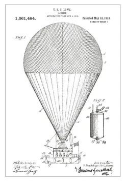 Patenttegning - Luftskib - Hvid Plakat (21x29.7 cm (A4))