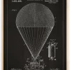 Patenttegning - Luftskib - Sort Plakat (21x29.7 cm (A4))