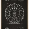 Patenttegning - Pariserhjul - Sort Plakat (21x29.7 cm (A4))