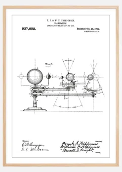 Patenttegning - Planetarium - Hvid Plakat (21x29.7 cm (A4))