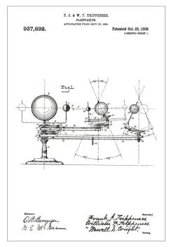Patenttegning - Planetarium - Hvid Plakat (21x29.7 cm (A4))