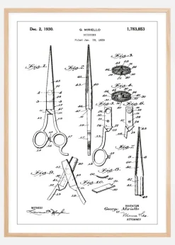 Patenttegning - Saks - Hvid Plakat (21x29.7 cm (A4))