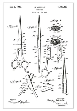 Patenttegning - Saks - Hvid Plakat (21x29.7 cm (A4))