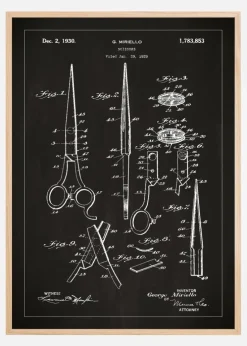 Patenttegning - Saks - Sort Plakat (21x29.7 cm (A4))