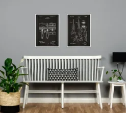 Patenttegning - Saks - Sort Plakat (21x29.7 cm (A4))