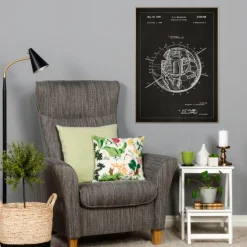 Patenttegning - Satellit - Sort Plakat (21x29.7 cm (A4))