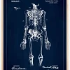 Patenttegning - Skelet I - Blå Plakat (21x29.7 cm (A4))