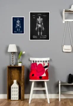 Patenttegning - Skelet I - Blå Plakat (21x29.7 cm (A4))