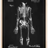 Patenttegning - Skelet I - Sort Plakat (21x29.7 cm (A4))
