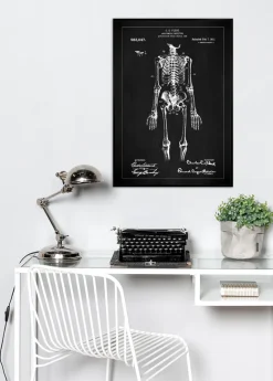 Patenttegning - Skelet I - Sort Plakat (21x29.7 cm (A4))