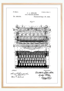 Patenttegning - Skrivemaskine Plakat (21x29.7 cm (A4))