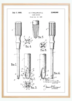 Patenttegning - Skruetrækker Plakat (21x29.7 cm (A4))