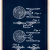 Patenttegning - Star Trek - USS Enterprise - Blå Plakat (21x29.7 cm (A4))