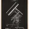 Patenttegning - Teleskop - Sort Plakat (21x29.7 cm (A4))