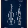 Patenttegning - Violin - Blå Plakat (21x29.7 cm (A4))