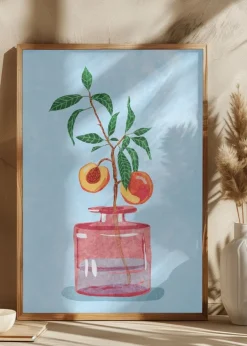 Peach Tree in Vase Plakat (21x29.7 cm (A4))