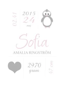 Penguin Birth Poster Pink (21x29,7 cm (A4))