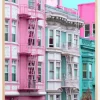 Pink and Blue Row Houses in San Francisco Plakat (21x29.7 cm (A4))