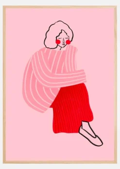 Pink and Red Line Lady Plakat (21x29.7 cm (A4))
