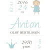 Prince Birth Poster Turquoise (21x29,7 cm (A4))